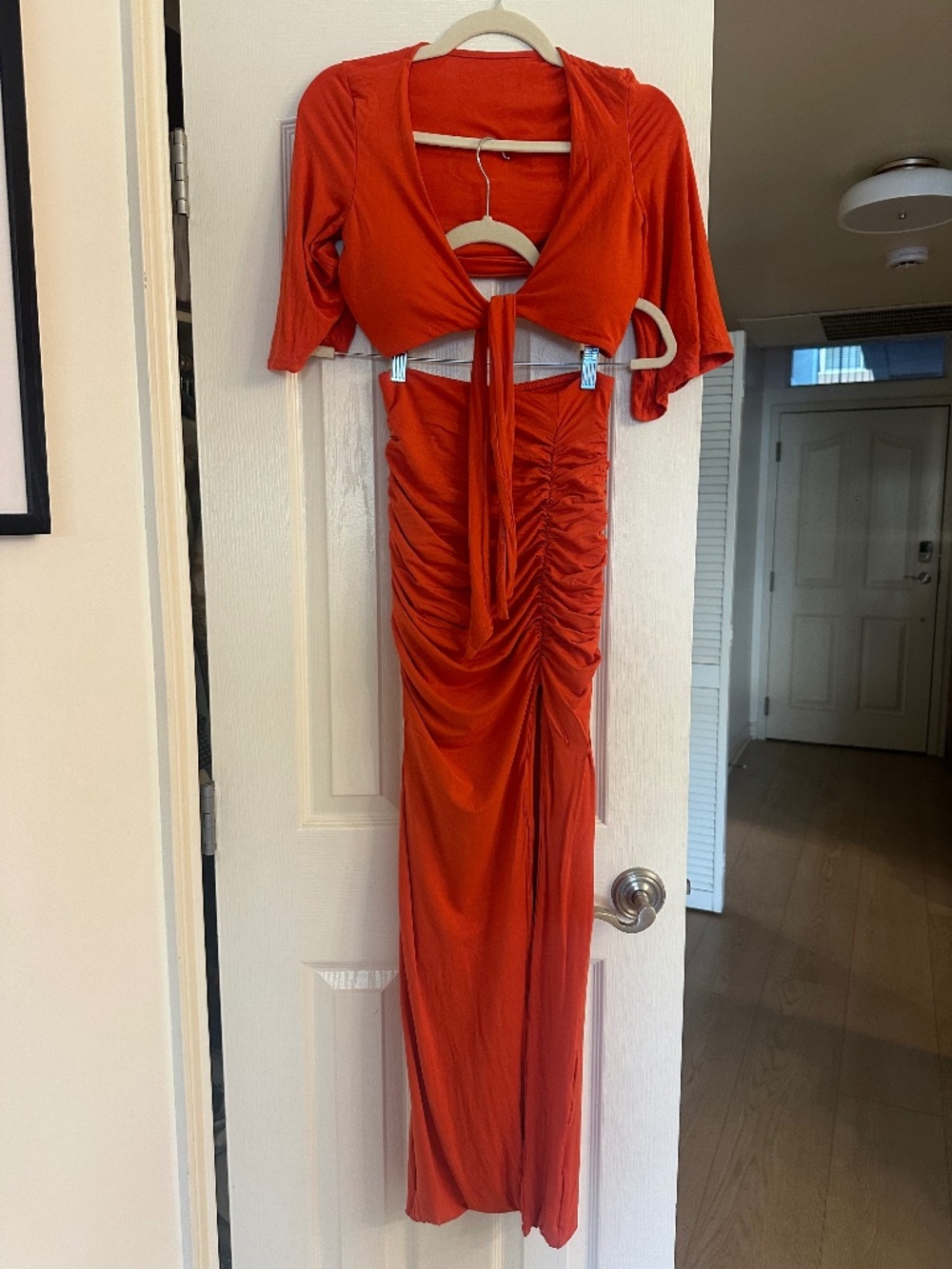 Klassy Network - Orange Set (Resort Brami Crop & Ruched Maxi Skirt)